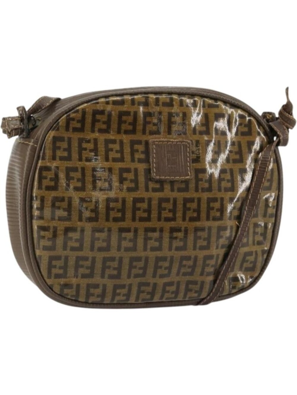 FENDI Zucchino Canvas Shoulder Bag Coated Canvas Beige Gold